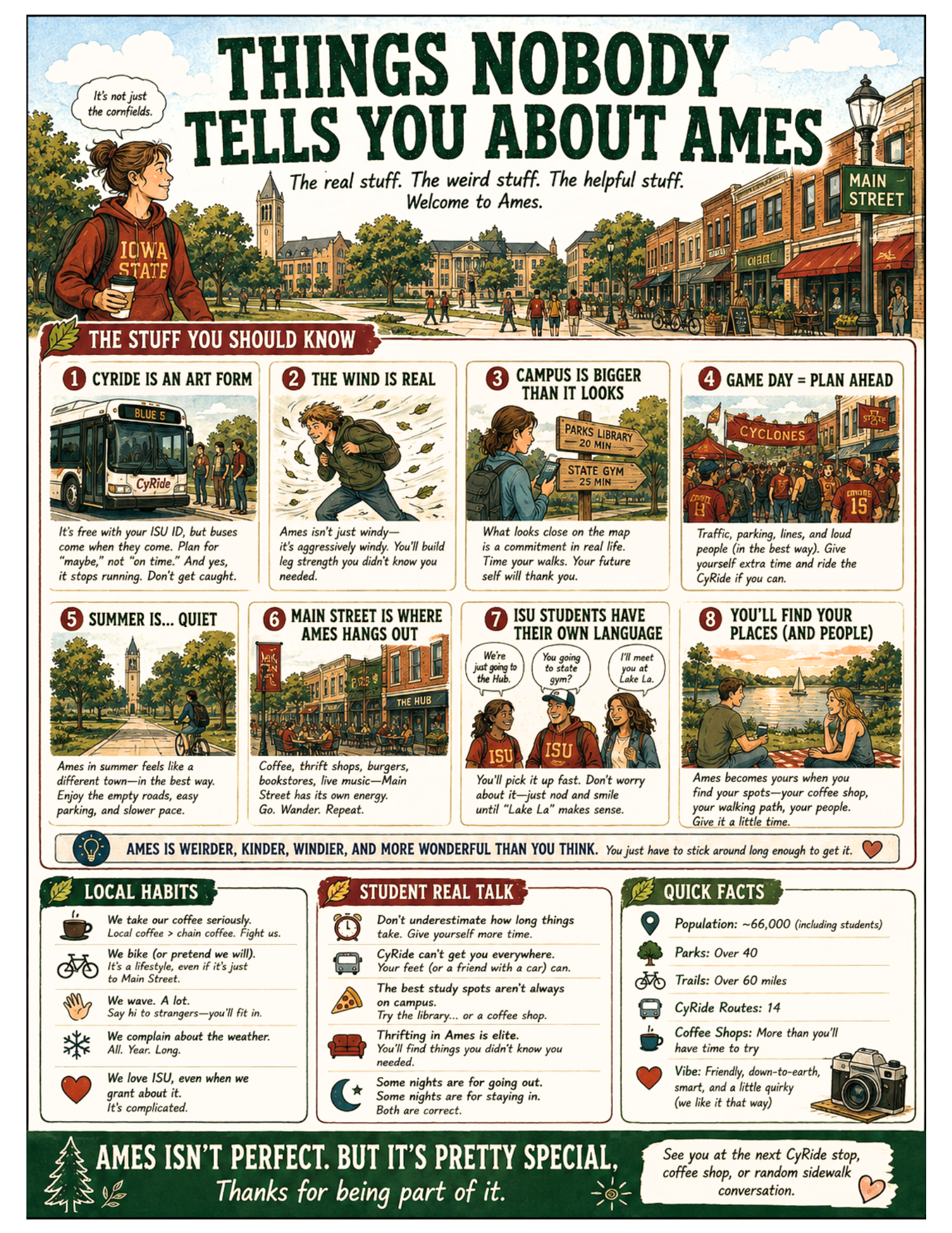 Illustrated Things Nobody Tells You About Ames poster for Ames, Iowa